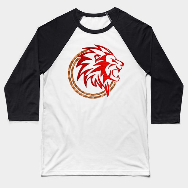 The King lion Dark Red 3D look Baseball T-Shirt by Tshirtstory